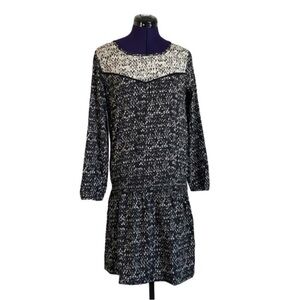 H&M Black White Dot Patterned Long Sleeve Dress
